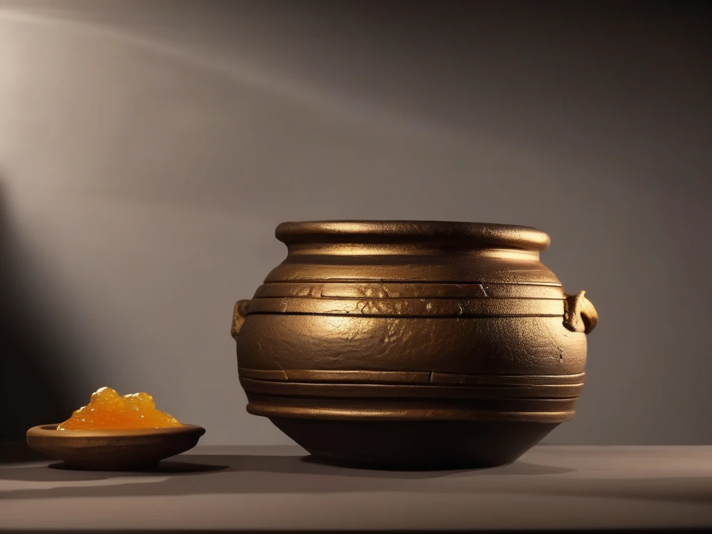 Generated ancient-style illustration of a ceramic honey pot