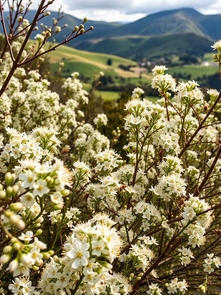 Manuka flowers where bees collect nectar